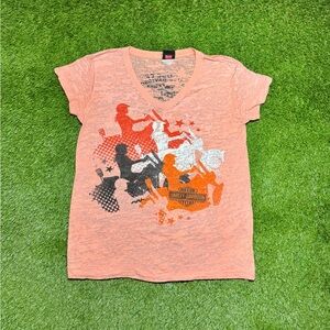 Harley Davidson Women’s Lightweight Cotton Motorcycle V-Neck T-Shirt Size XL